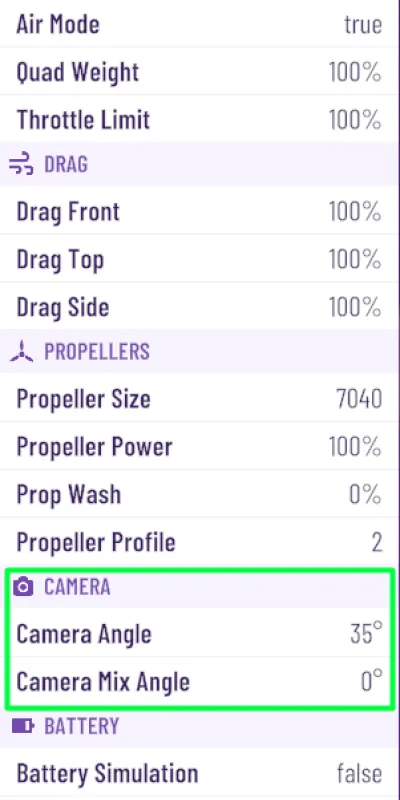 Numatytieji Five33 Spec 7 nustatymai